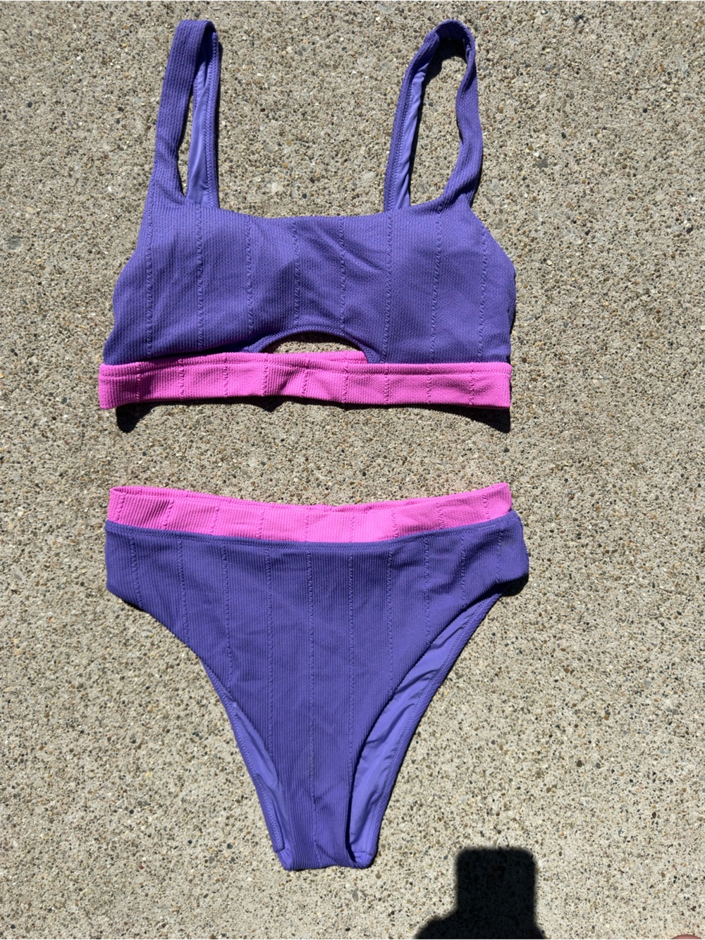 aerie Purple and Pink Ribbed Two-Piece Bikini